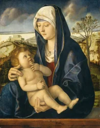 Madonna mit Kind in einer Landschaft, ca. 1490-1500